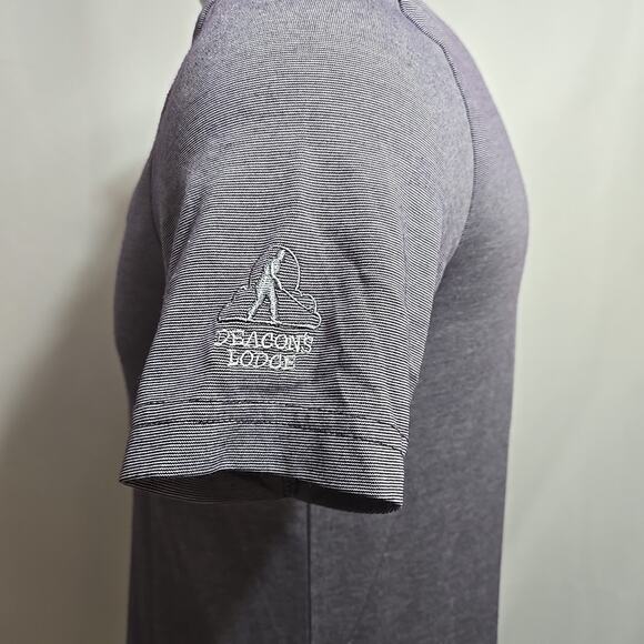 Travis Mathew Golf Polo Shirt Men Size Medium Lavender Striped Pima Cotton Blend - Picture 3 of 10